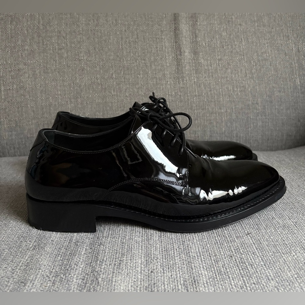 Saint Laurent Black Patent Leather Derby Oxfords - Picture 2 of 6